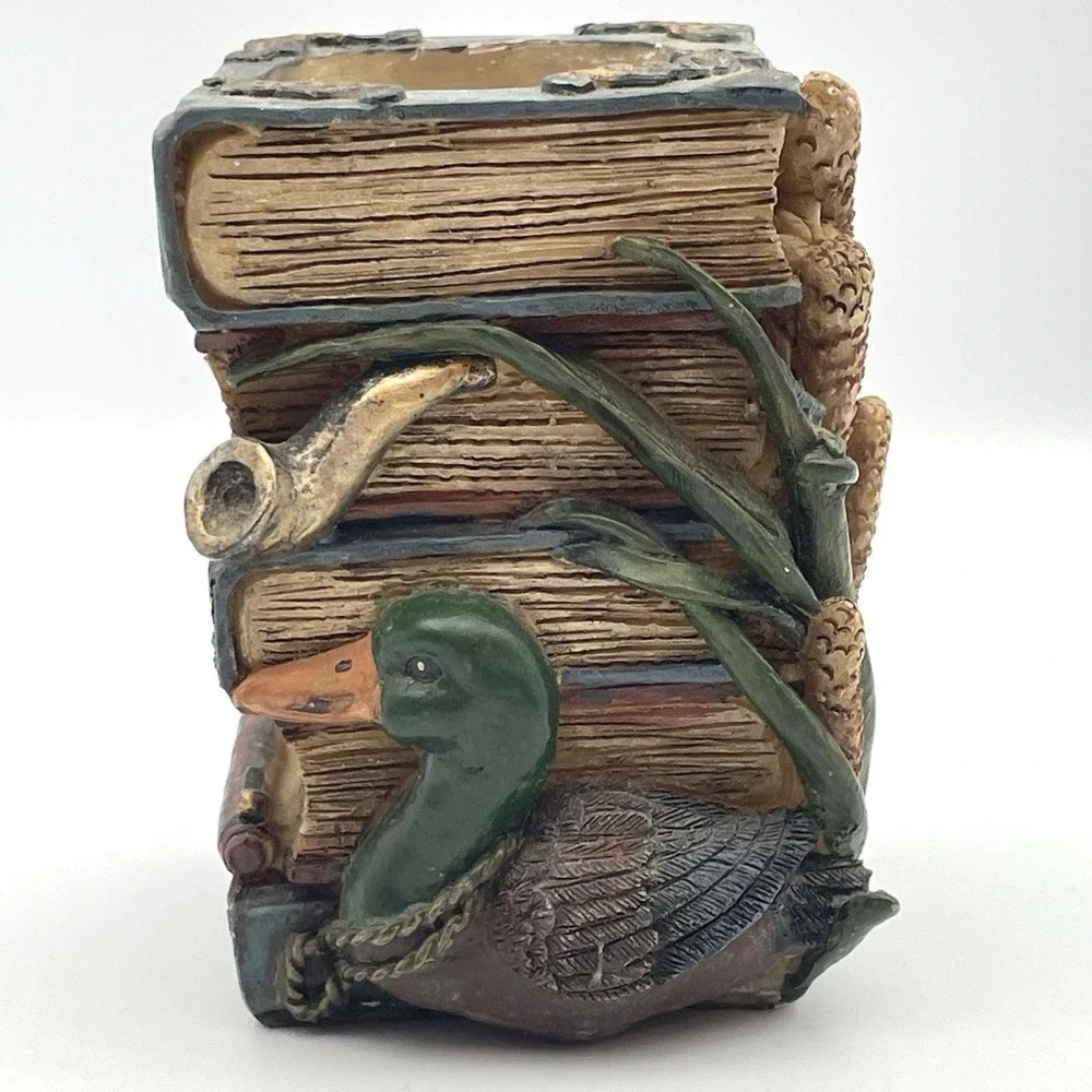 Vintage 1990s Duck Books Pencil Holder Desk Organizer Cachepot Library Decor
